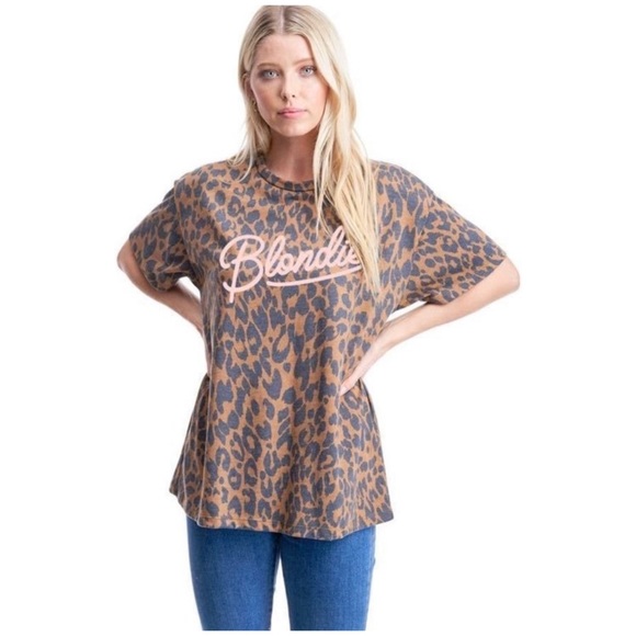 SOLD OUT Blondie Leopard Animal Print Oversized Graphic Tee - Picture 2 of 3
